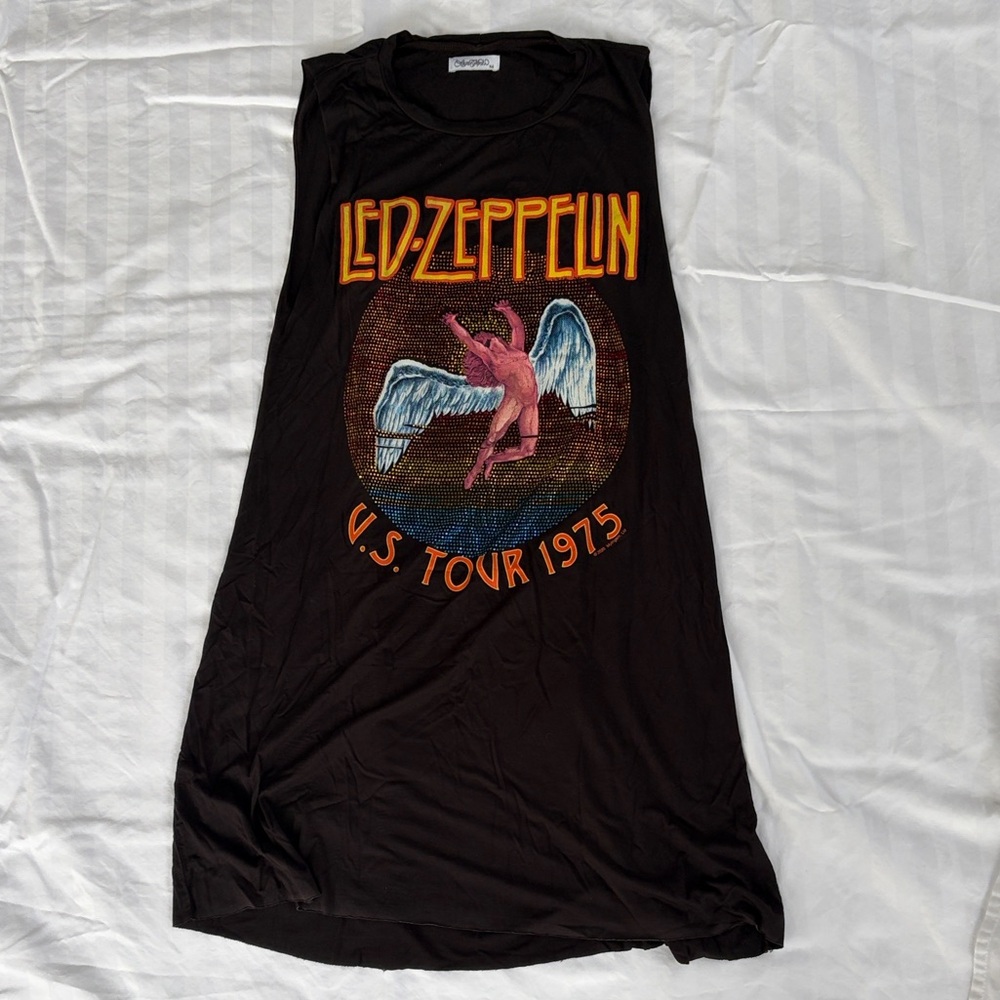 Lauren Moshi Black Graphic Tee with Orange and Yellow Accents